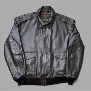 Vintage Sportys Pilot Shop Goatskin Authentic A-2 Military Bomber Jacket Size XL